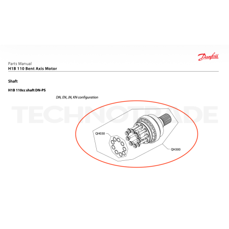 Shaft assembly 27T for H1B motor 110ccm