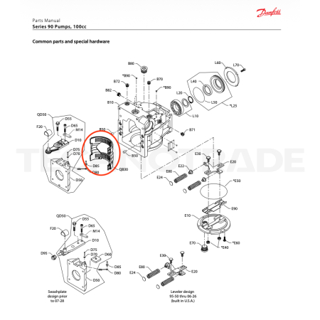 Cradle bearing assembly for S90 pump 100ccm