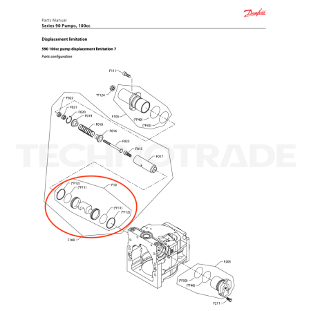 Servo piston assembly for S90 pump 100ccm
