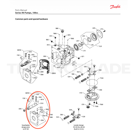 Swashplate assembly for S90 pump 100ccm