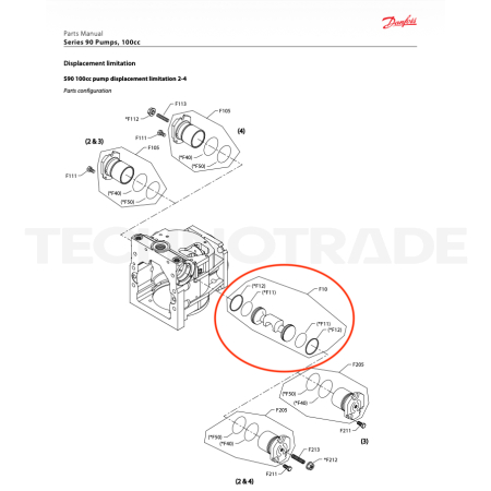 Servo piston assembly for S90 pump 100ccm